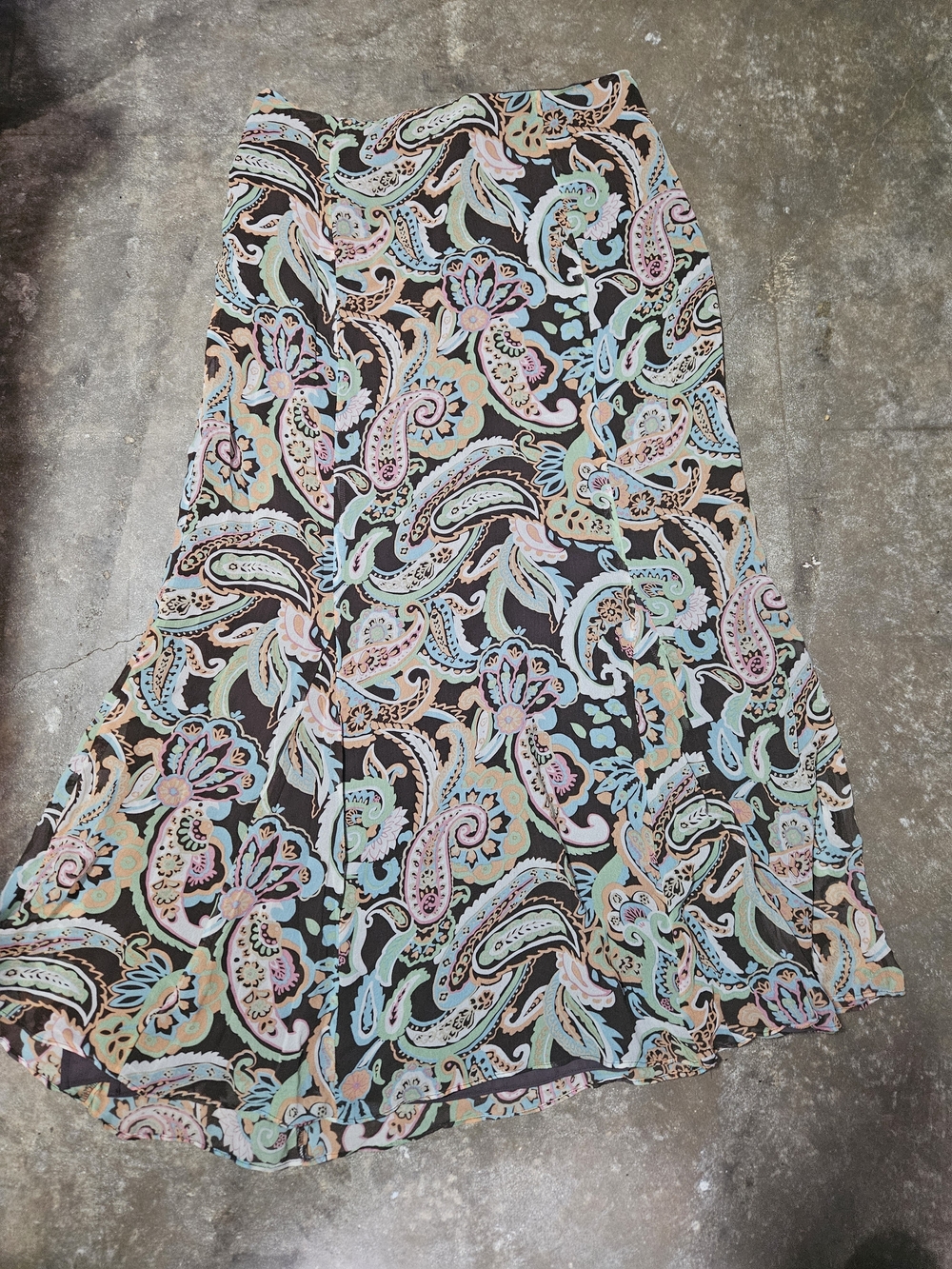 Harold's Black Paisley Maxi Skirt with Pastel Accents